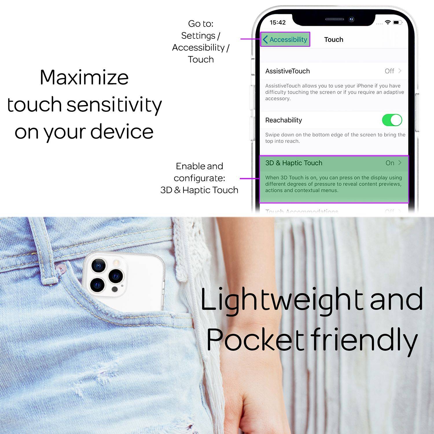 NALIA Klare 360° Schutzhülle für iPhone 13 Pro Max, Komplettschutz Transparent, Hardcase & Silikon & Displayschutz-4