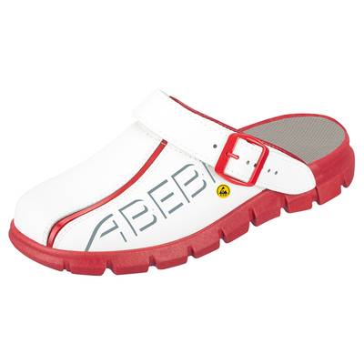 ABEBA-Footwear, OB-Damen- und Herren-Arbeits-Berufs-Slipper, weiß/rot