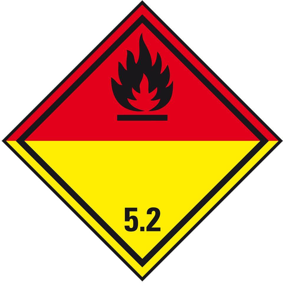 Gefahrgutzettel (Placards) Kl.5.2 Organ. Peroxide, Folie, seewasserbeständig, 250x250mm, IMDG-Code, GGVSEB, ADR, IATA-0