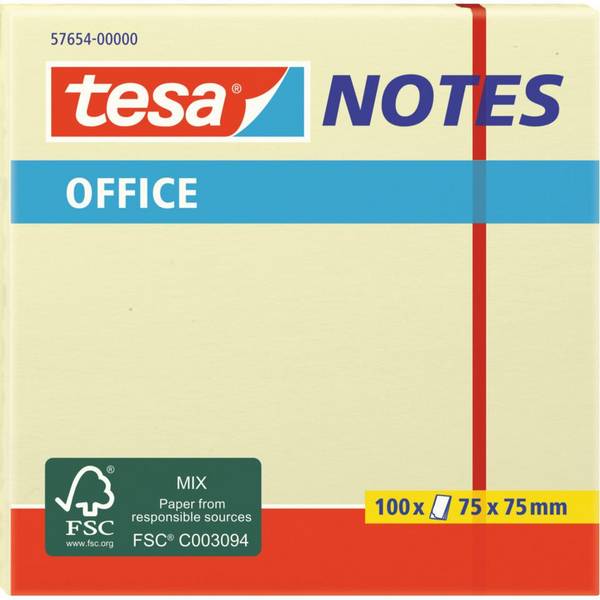 tesa®Notes Haftnotizen, 100 Blatt, gelb, 75mm x 75mm