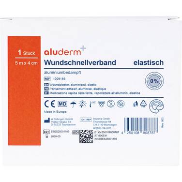 aluderm Wundverbandpflaster, elastisch, luftdurchlässig, wasserabweisend, 4cmx5m