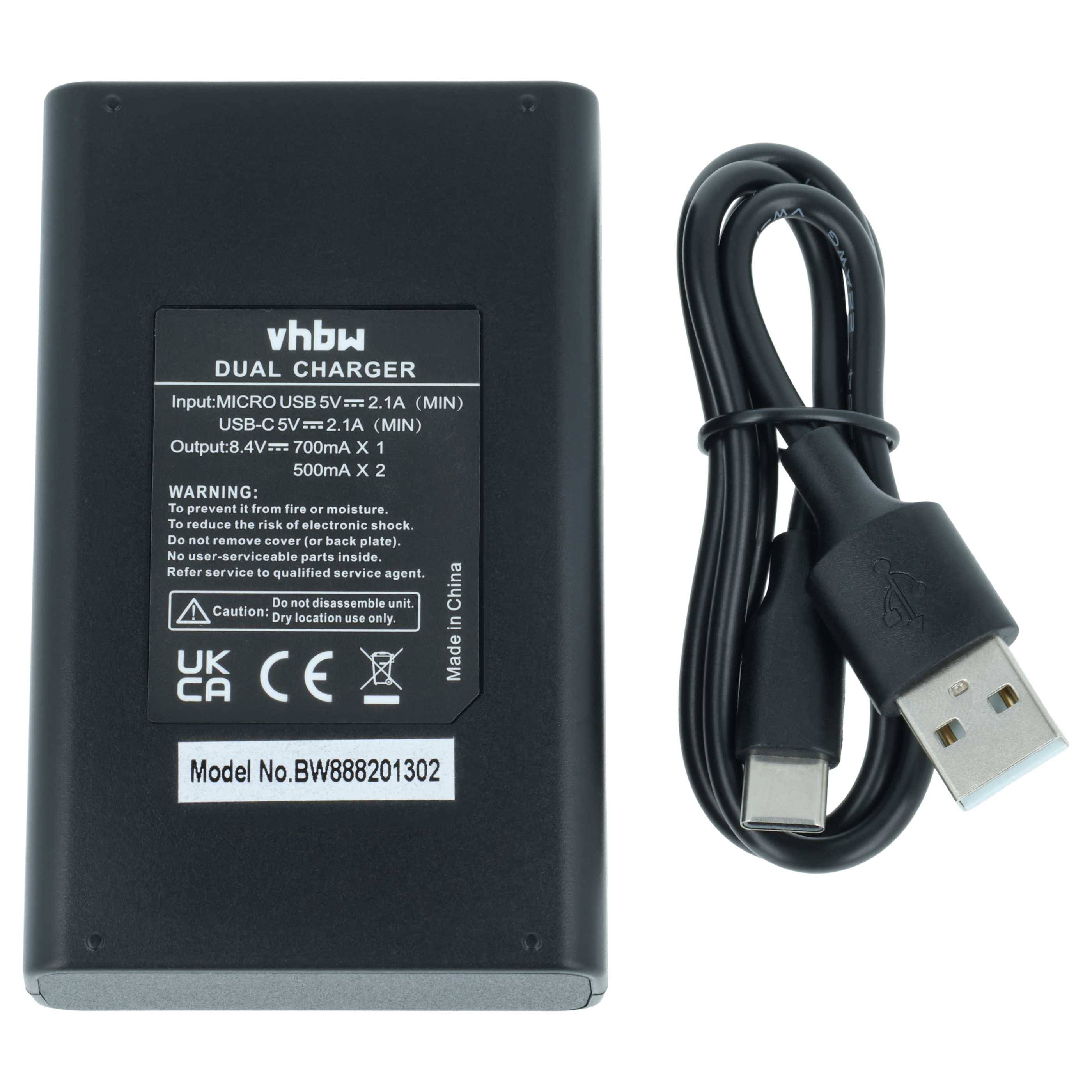 vhbw Dual USB-C Ladegerät kompatibel mit Sigma BP-51 für Kamera | Ladeschale + USB-C Kabel Ladeanzeige-2