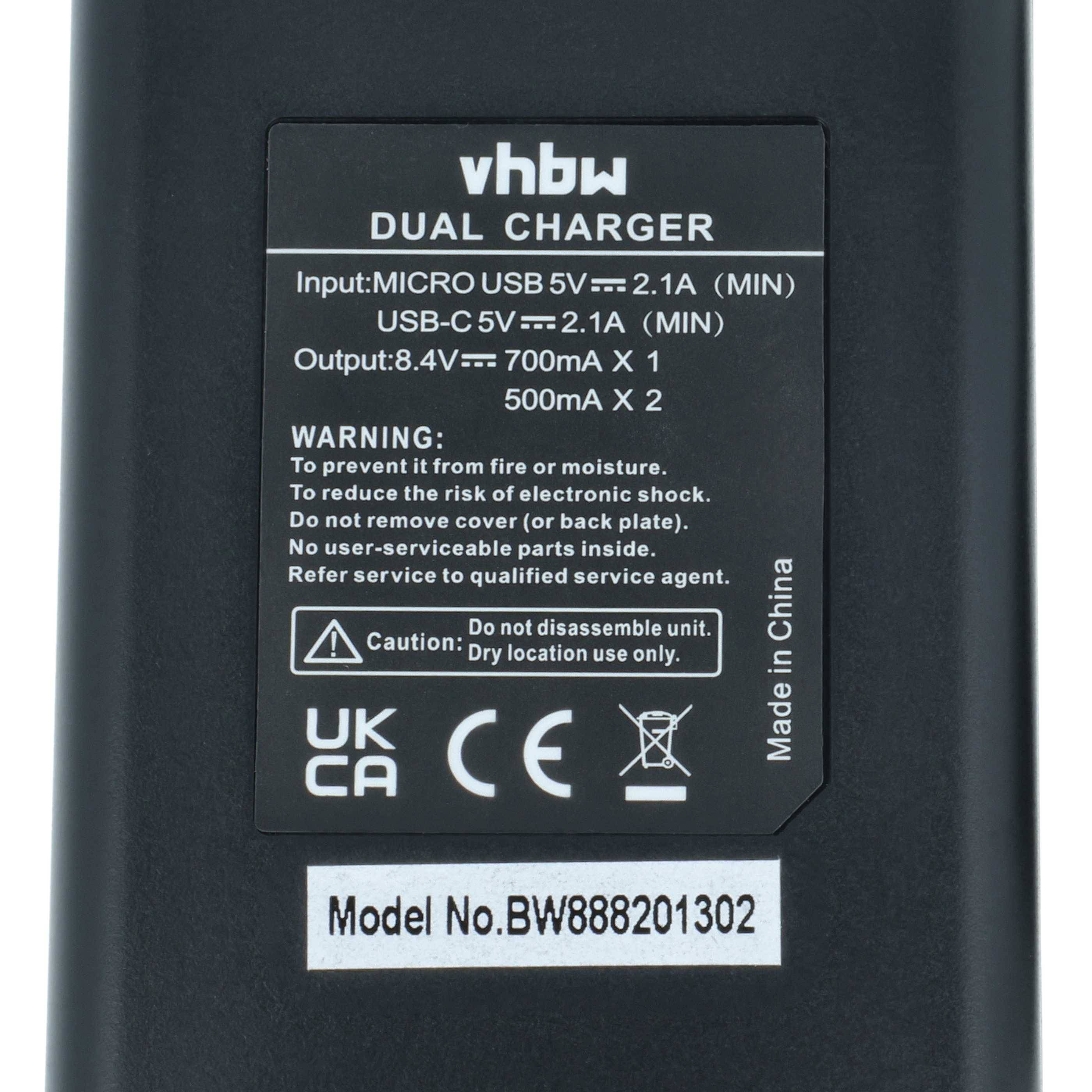 vhbw Dual USB-C Ladegerät kompatibel mit Sigma BP-51 für Kamera | Ladeschale + USB-C Kabel Ladeanzeige-3