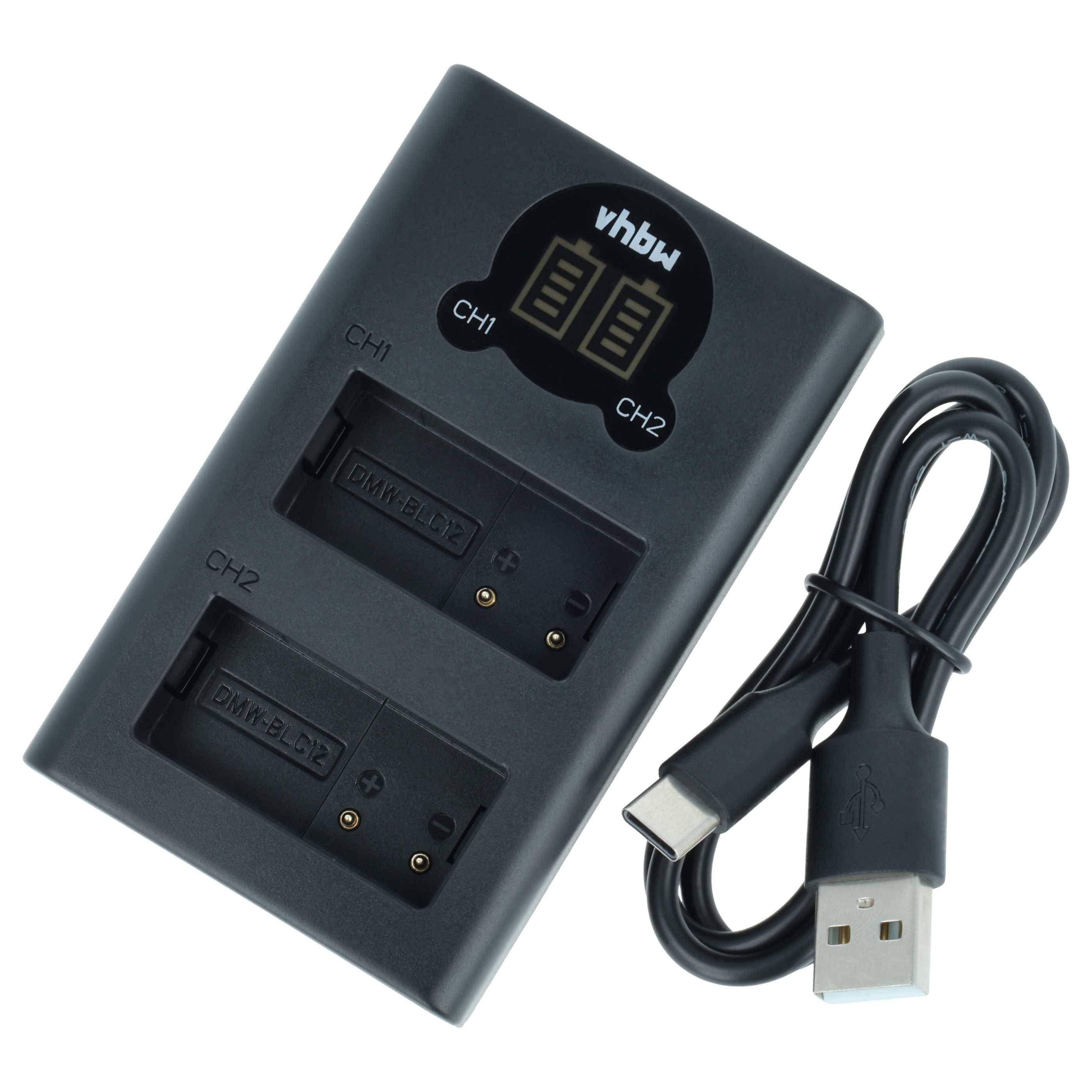 vhbw Dual USB-C Ladegerät kompatibel mit Sigma BP-51 für Kamera | Ladeschale + USB-C Kabel Ladeanzeige-0