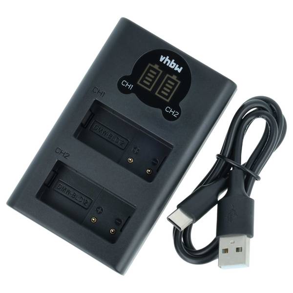 vhbw Dual USB-C Ladegerät kompatibel mit Sigma BP-51 für Kamera | Ladeschale + USB-C Kabel Ladeanzeige