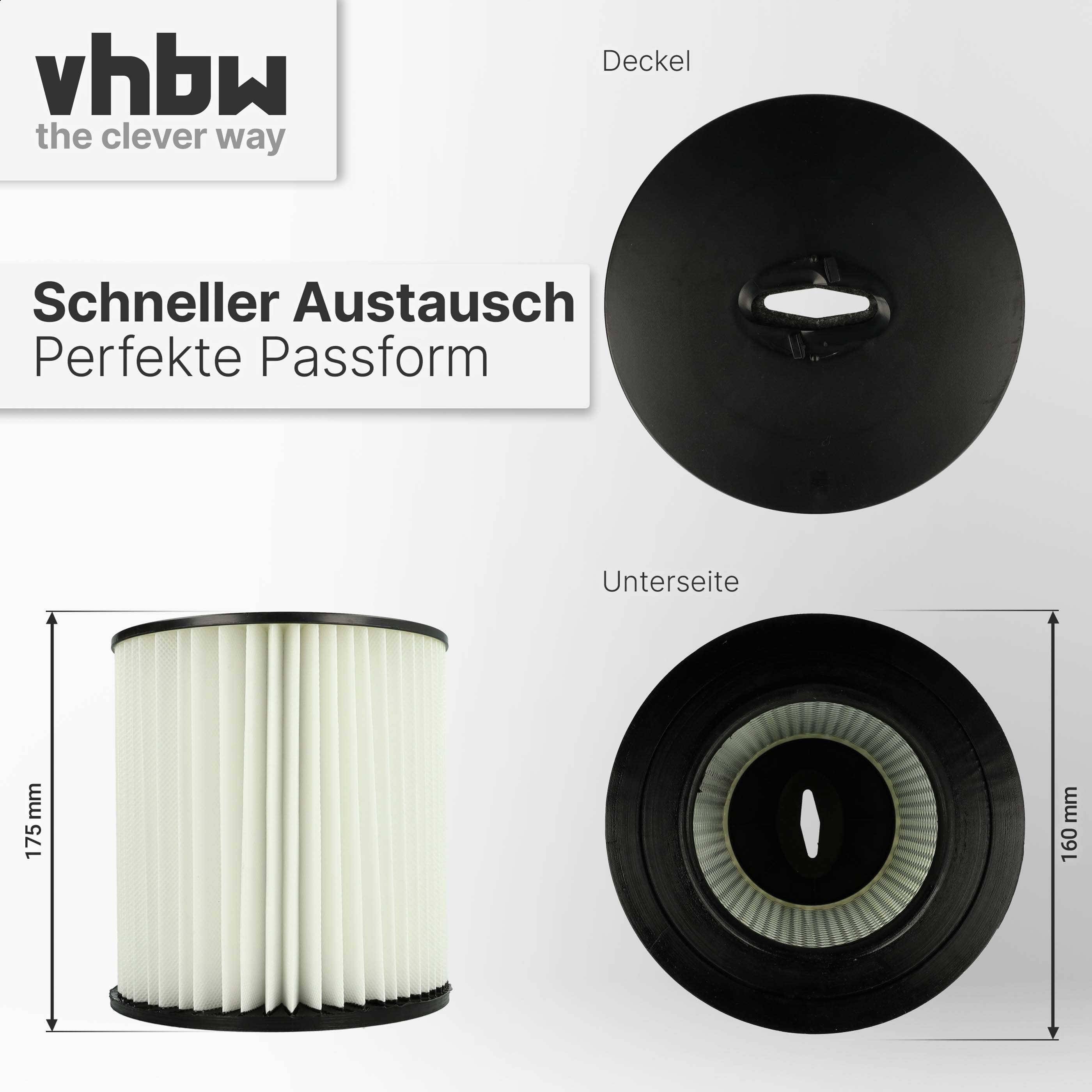 vhbw Faltenfilter kompatibel mit VacuFlo FC300 | FC520, FC530, FC550, FC610, FC650 Staubsauger - Filter, Patronenfilter-3
