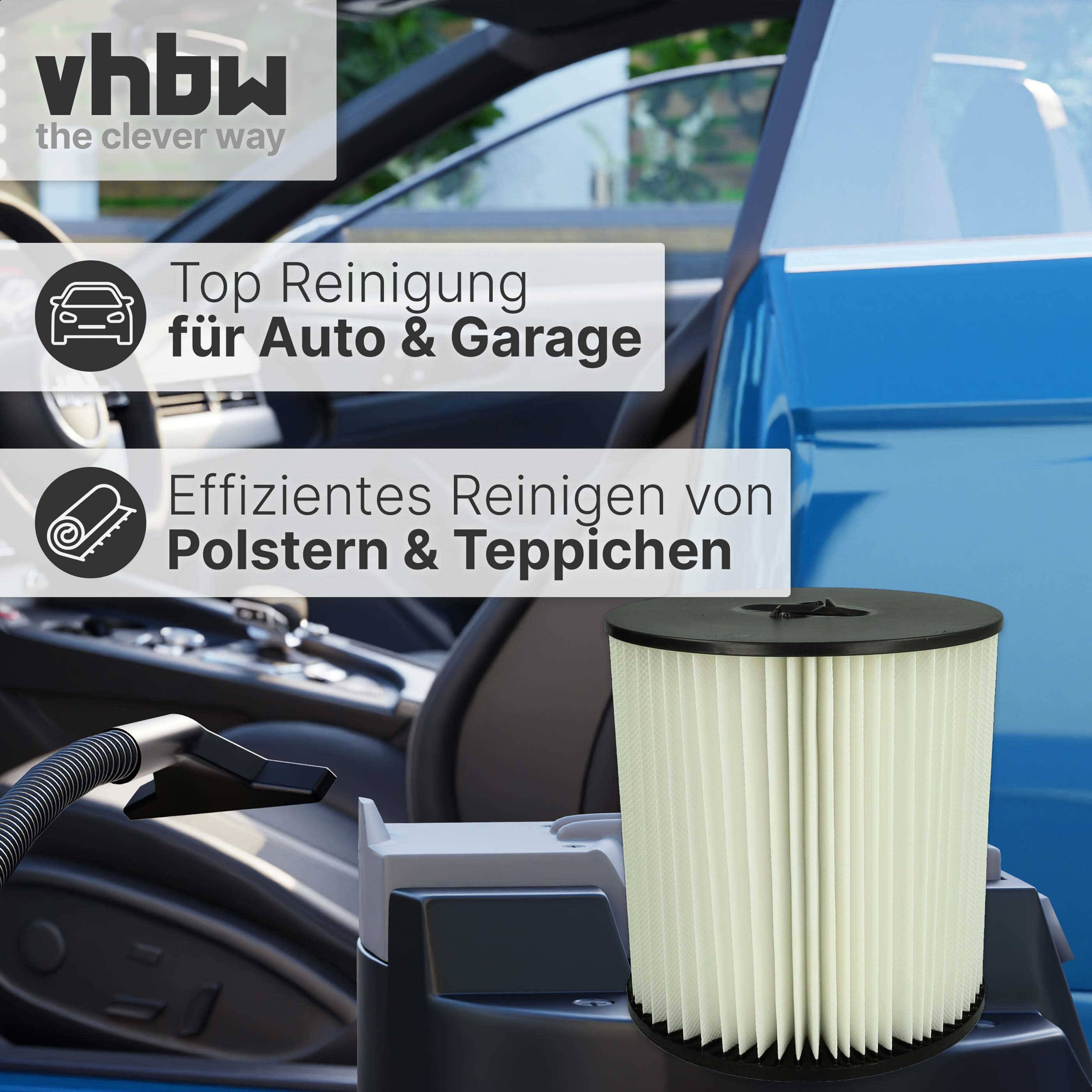 vhbw Faltenfilter kompatibel mit VacuFlo FC300 | FC520, FC530, FC550, FC610, FC650 Staubsauger - Filter, Patronenfilter-4