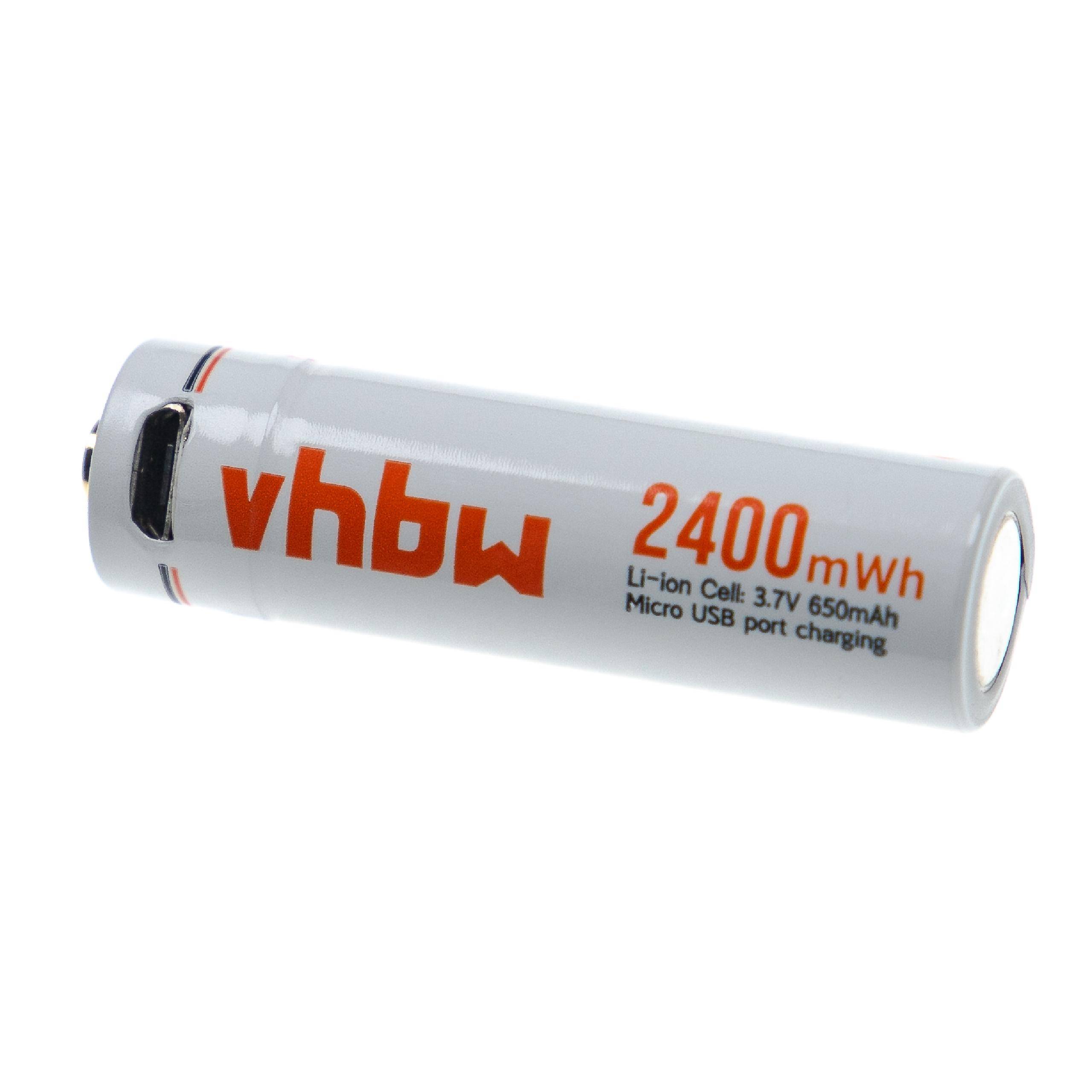 vhbw AA Mignon Akku | mit Micro USB-Anschluss (650 mAh, 1,5 V, Li-Ion)-0