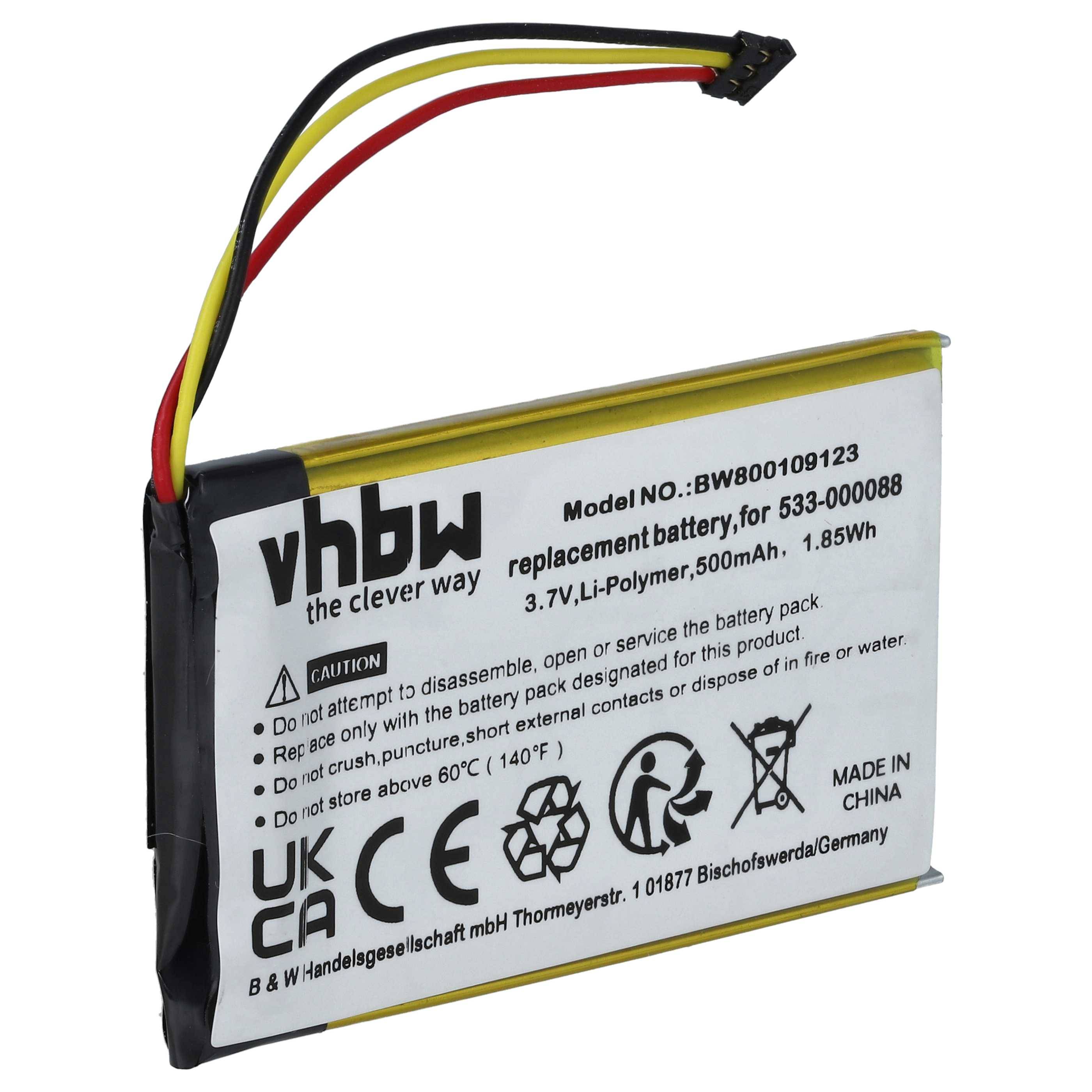 vhbw Akku kompatibel mit Logitech Touchpad T650 | Wireless Touchpad (500 mAh, 3,7 V, Li-Polymer) - Mit schwarzem Stecker-0