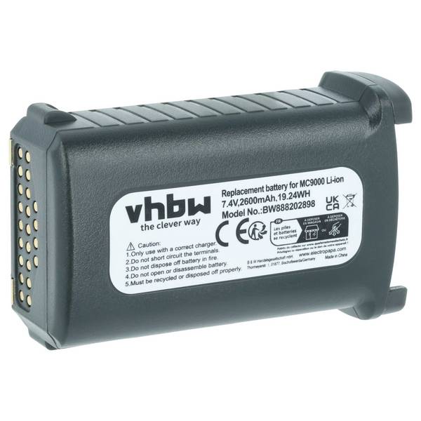 vhbw Akku kompatibel mit Symbol MC9090 | MC9090-G, MC9090-K, MC9090-S, MC9097 Handheld Computer Scanner (2600mAh, 7,4V