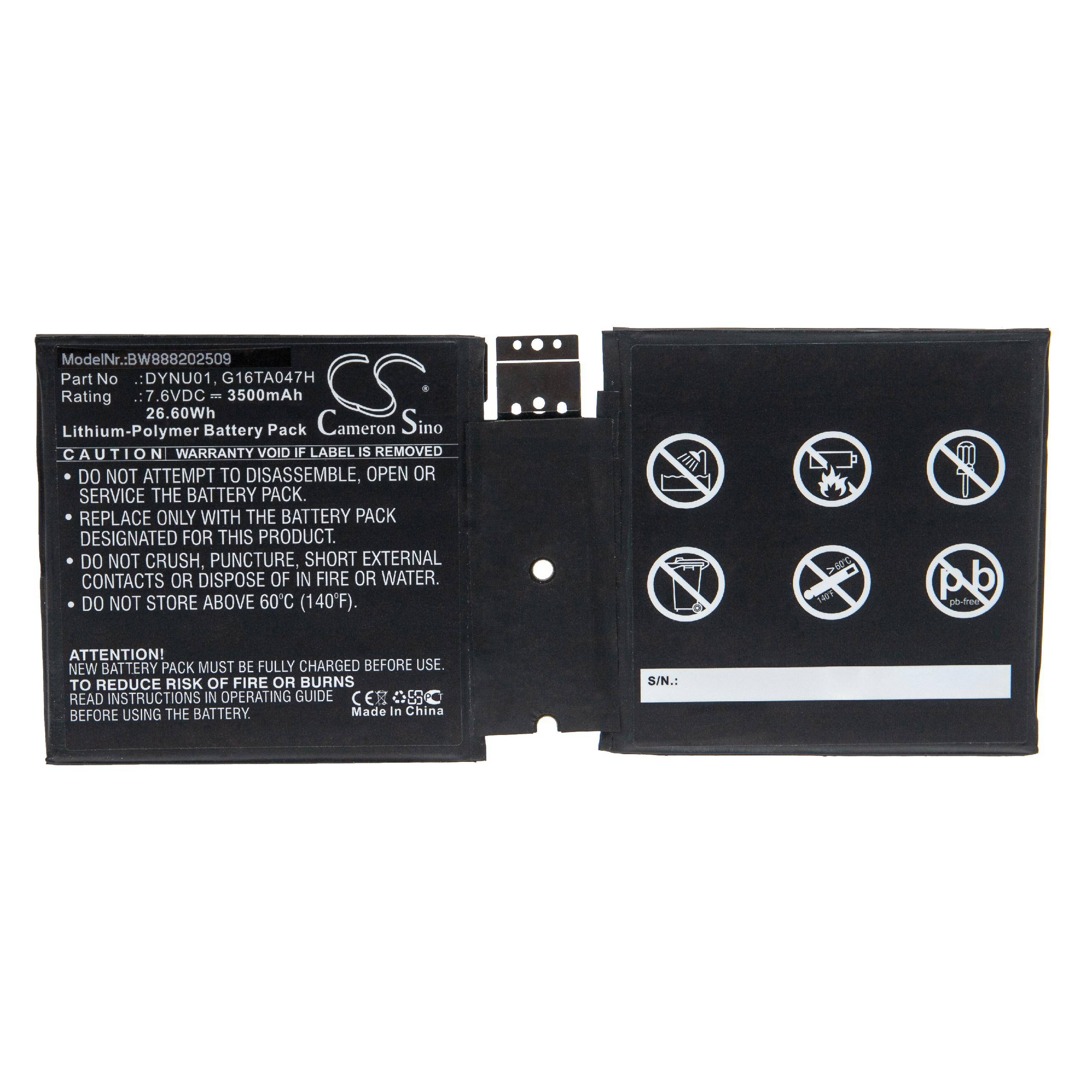 vhbw Akku kompatibel mit Microsoft Surface 1927 | Go 2 Tablet Pad (3500 mAh, 7,6 V, Li-Polymer)