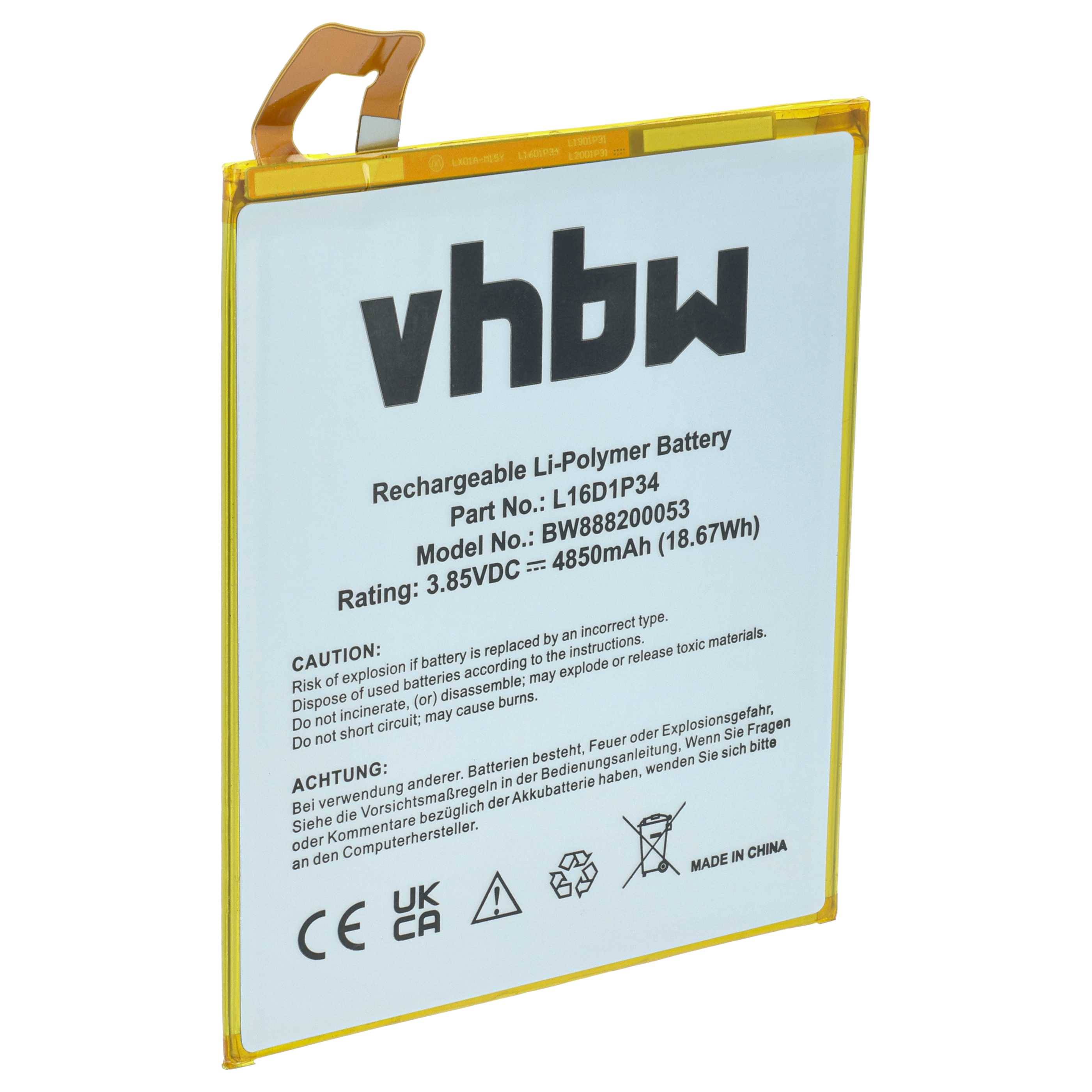 vhbw Akku kompatibel mit Lenovo Tab 4 8 TB-8504F | 8 TB-8504X, 8 Plus TB-8704X Tablet Pad (4850 mAh, 3,85 V, Li-Polymer)-0