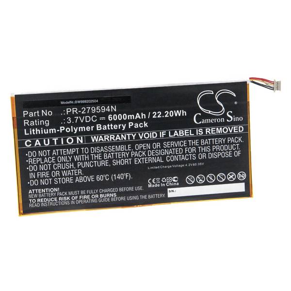 vhbw Akku kompatibel mit Acer Iconia One 10 B3-A40 | Tablet Pad (6000 mAh, 3,7 V, Li-Polymer)