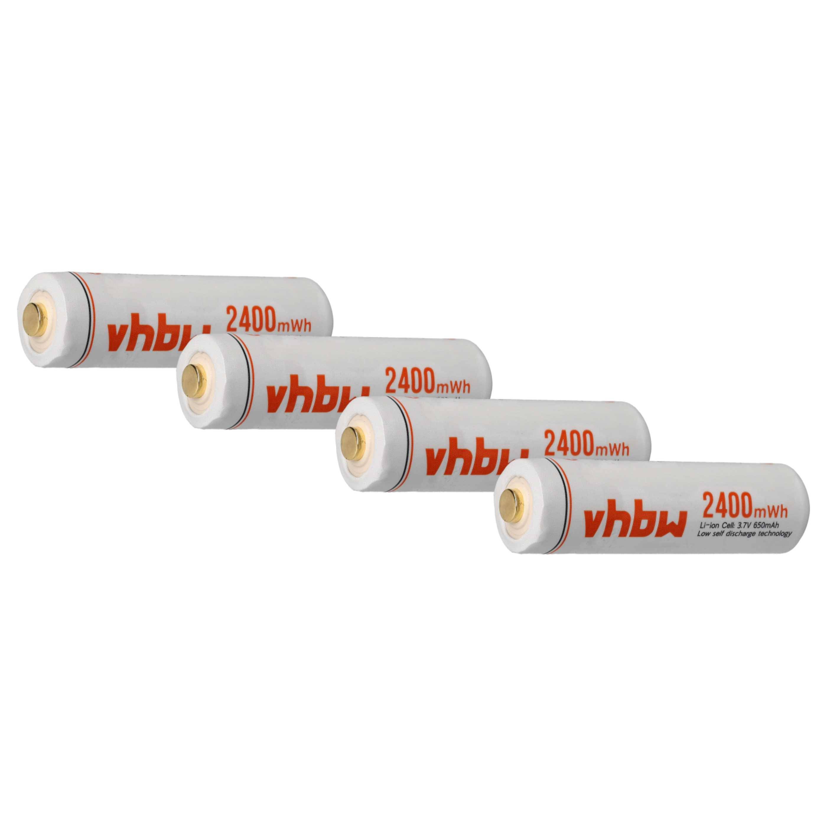 vhbw Akkus AA Mignon 4 Stück für diverse Geräte | Akkuzellen, 650 mAh, 3,7 V, Li-Ion-0