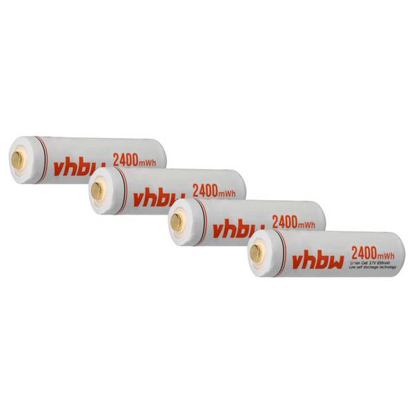 vhbw Akkus AA Mignon 4 Stück für diverse Geräte | Akkuzellen, 650 mAh, 3,7 V, Li-Ion