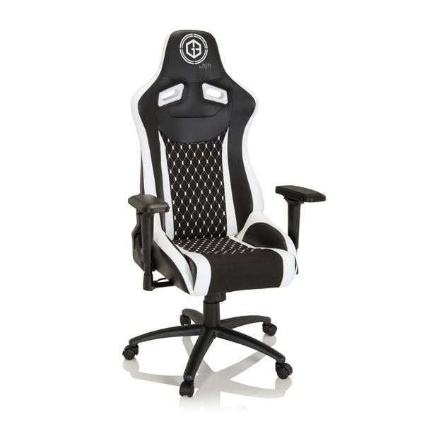 Gaming Stuhl Bürostuhl GAMEBREAKER SX 04 Stoff Kunstleder schwarz weiß hjh OFFICE