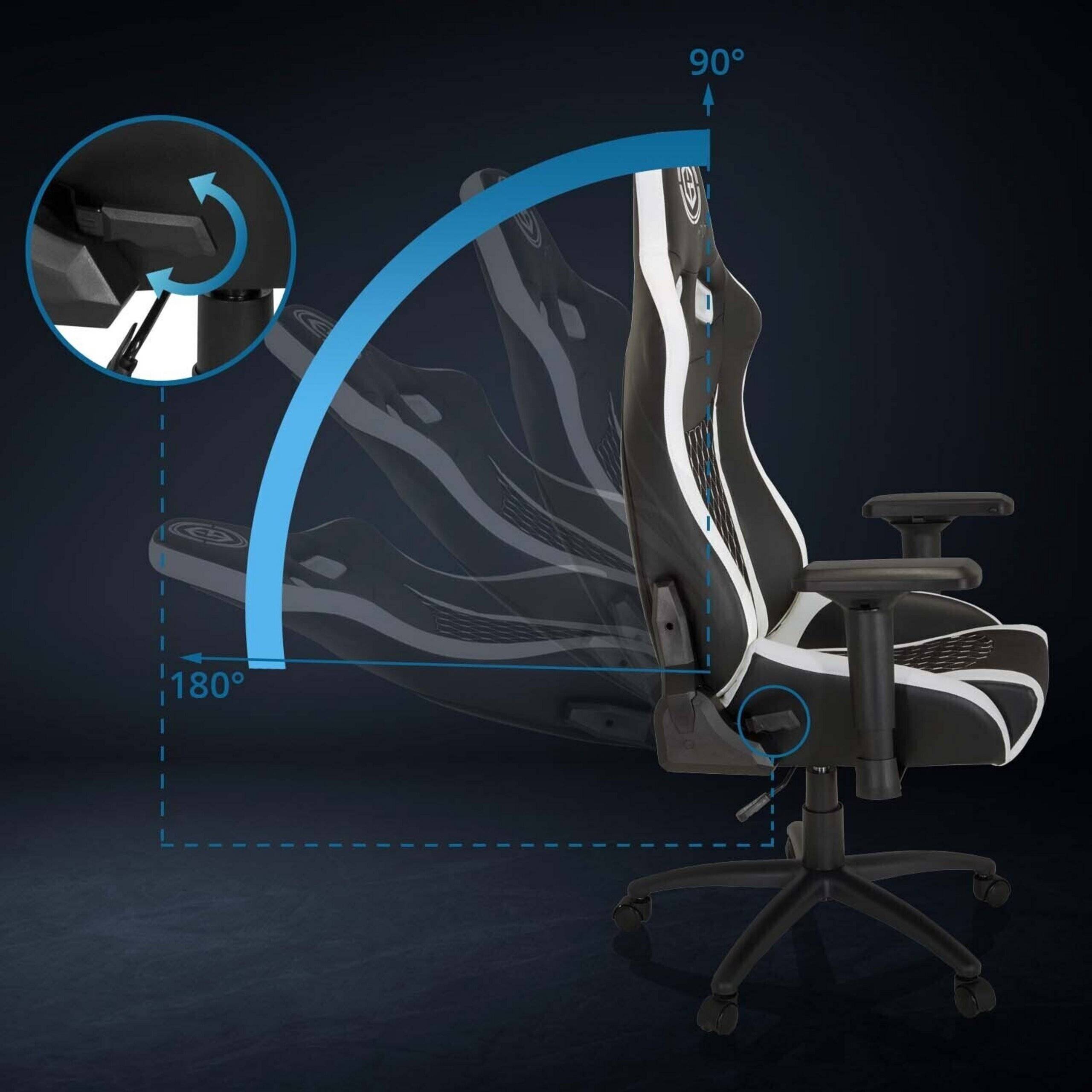 Gaming Stuhl Bürostuhl GAMEBREAKER SX 04 Stoff Kunstleder schwarz weiß hjh OFFICE-2
