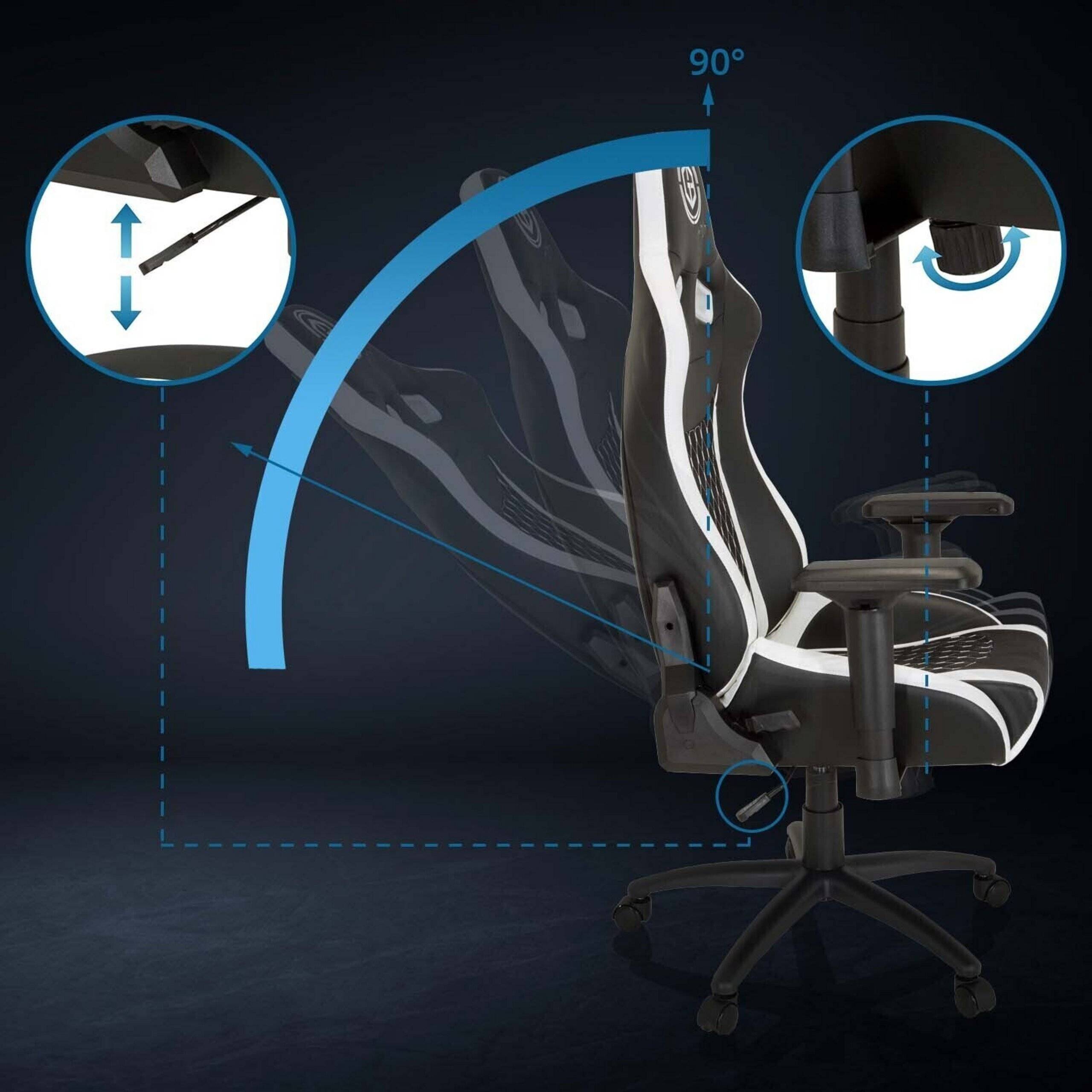 Gaming Stuhl Bürostuhl GAMEBREAKER SX 04 Stoff Kunstleder schwarz weiß hjh OFFICE-3