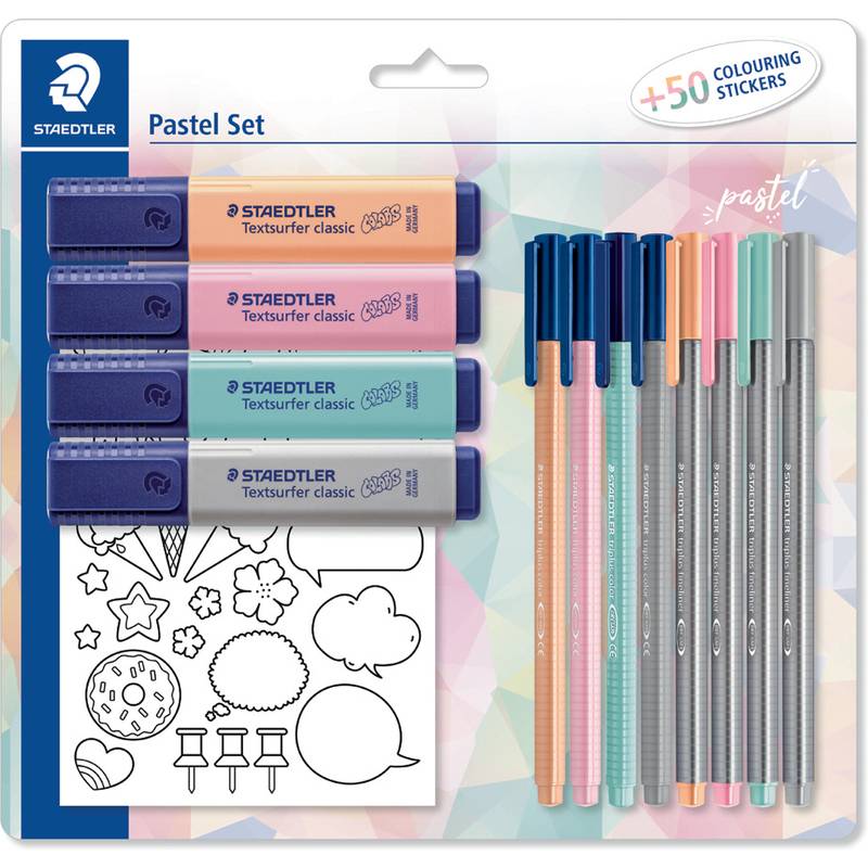 STAEDTLER Schreibset pastel, mit 50 Sticker zum Ausmalen-0