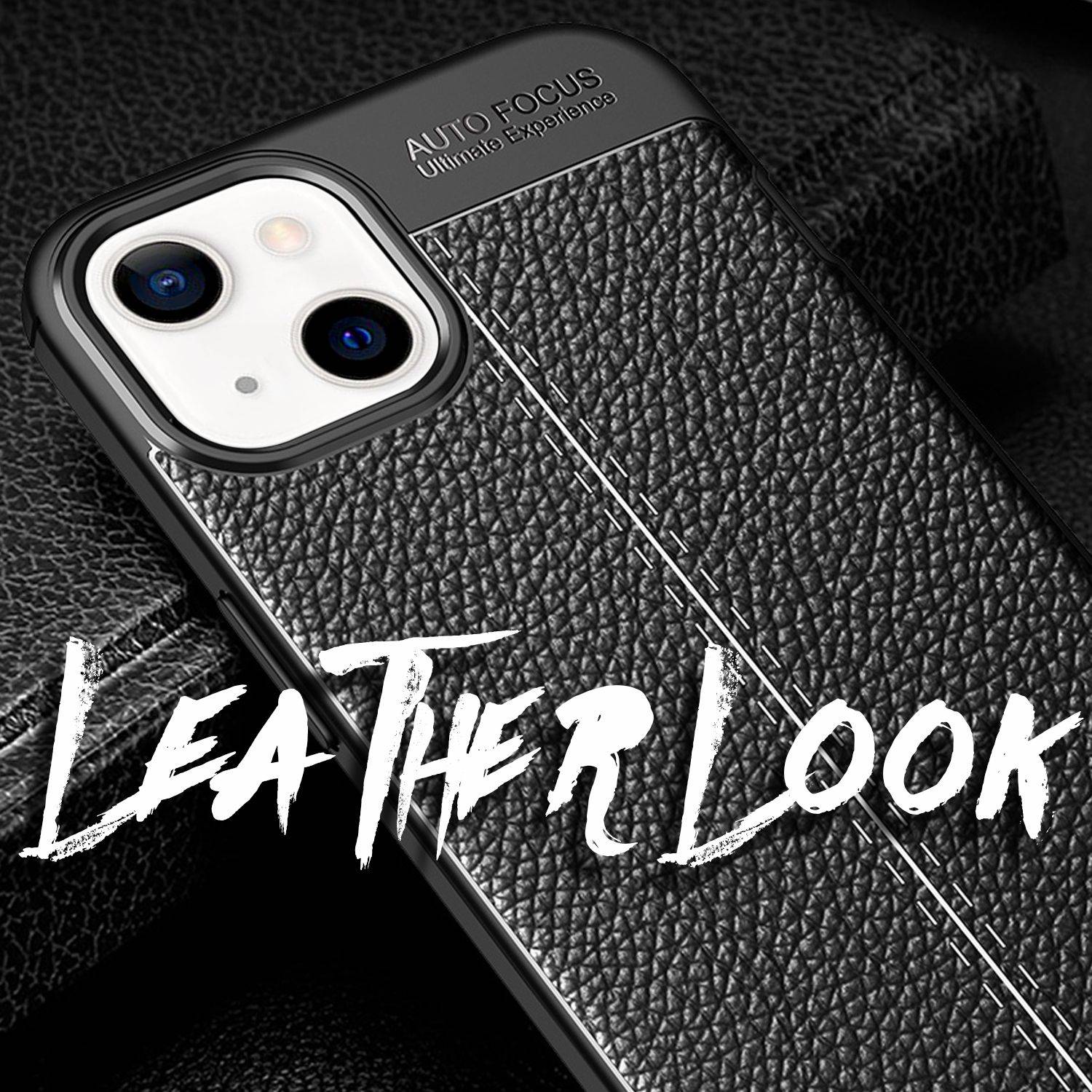 NALIA Leder Look Hülle für iPhone 13 Mini, Schwarze Silikonhülle Anti-Fingerabdruck Rutschfest Kratzfest-1