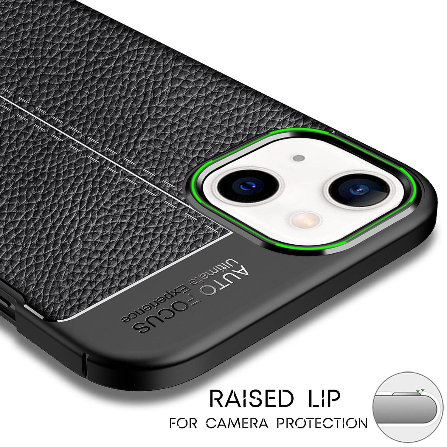 NALIA Leder Look Hülle für iPhone 13 Mini, Schwarze Silikonhülle Anti-Fingerabdruck Rutschfest Kratzfest-2