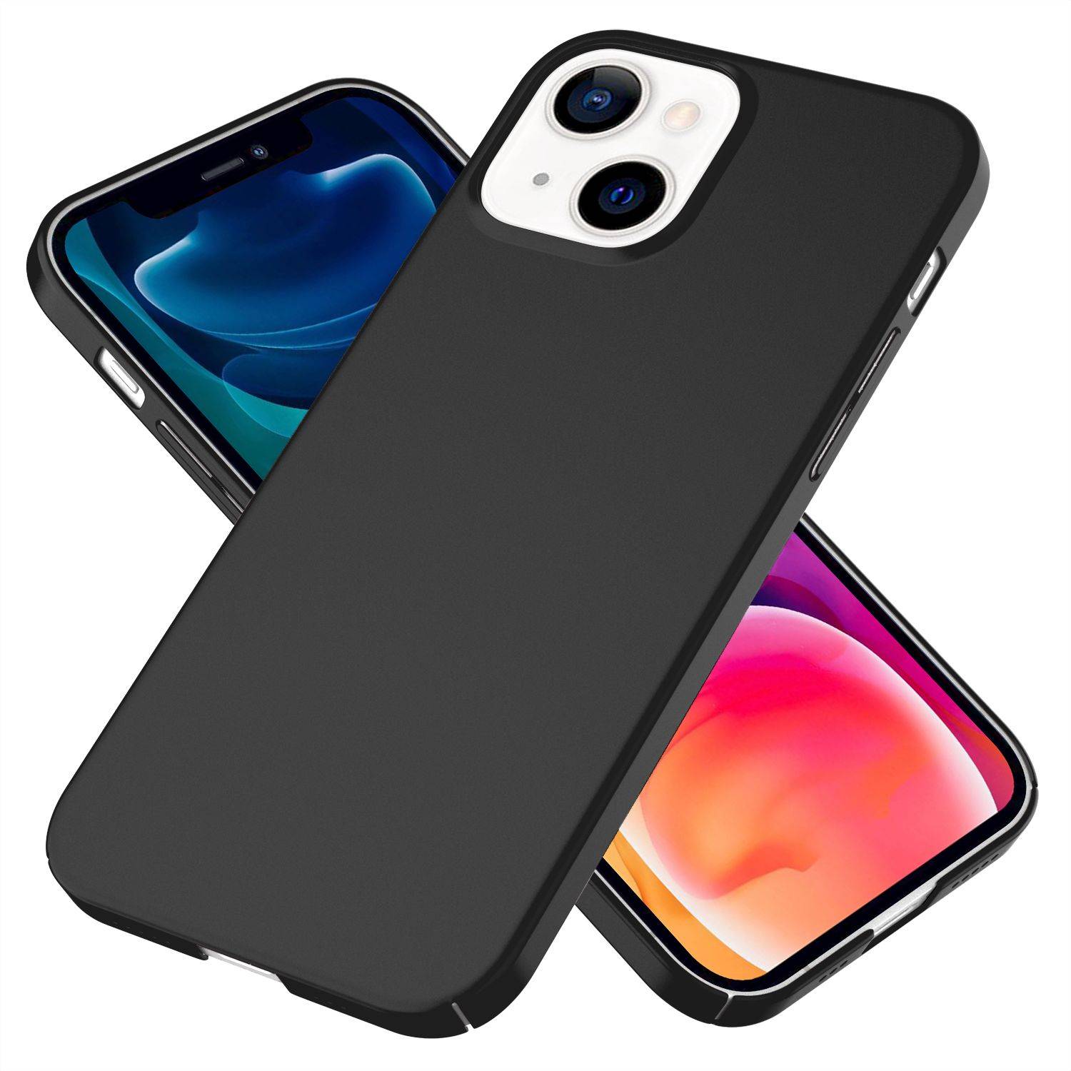 NALIA 0,5mm Dünne Handy Hülle für iPhone 13, Matt Hard Case Cover Bumper Schale Schwarz-0