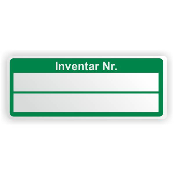 Inventaretiketten "Inventar Nr.", grün, Polyester, 50 x 20 mm, zum Selbstbeschriften