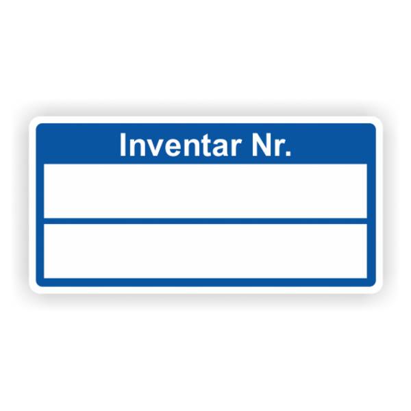 Inventaretiketten "Inventar Nr.", blau, Dokumentenfolie, 50,8 x 25,4 mm