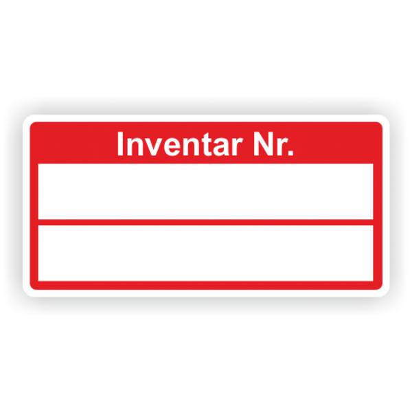 Inventaretiketten "Inventar Nr.", rot, Dokumentenfolie, 50,8 x 25,4 mm