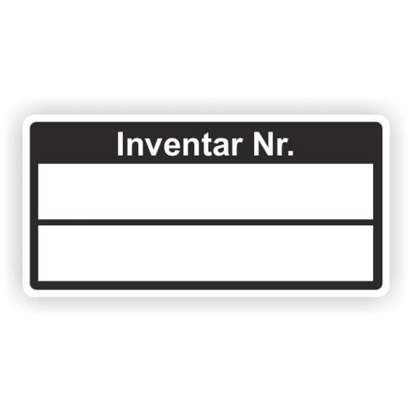 Inventaretiketten "Inventar Nr.", schwarz, Dokumentenfolie, 50,8 x 25,4 mm