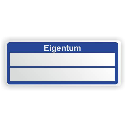 Inventaretiketten "Eigentum", blau, Polyester, 50 x 20 mm, zum Selbstbeschriften-0