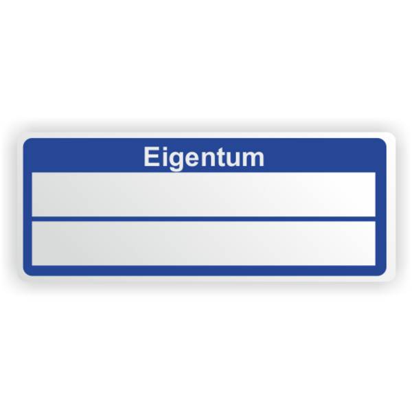 Inventaretiketten "Eigentum", blau, Polyester, 50 x 20 mm, zum Selbstbeschriften