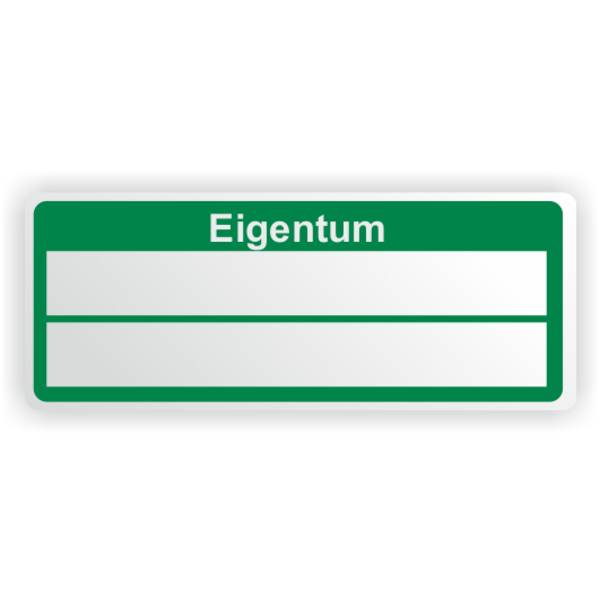 Inventaretiketten "Eigentum", grün, Polyester, 50 x 20 mm, zum Selbstbeschriften