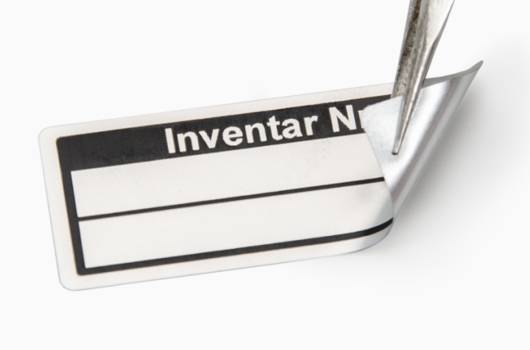 Inventaretiketten "Eigentum", grün, Polyester, 50 x 20 mm, zum Selbstbeschriften-1