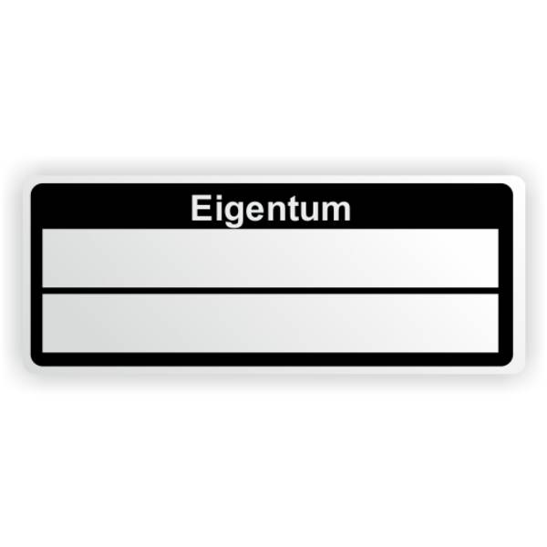Inventaretiketten "Eigentum", schwarz, Polyester, 50 x 20 mm, zum Selbstbeschriften