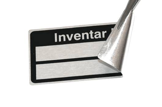 Inventaretiketten mit "Inventar Nr.", 48 x 20 mm, Aluminiumfolie, 1 Beschriftungsfeld-1
