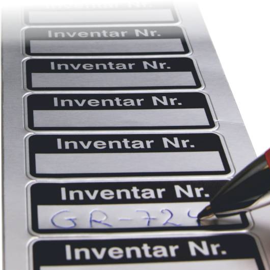 Inventaretiketten mit "Inventar Nr.", 48 x 20 mm, Aluminiumfolie, 1 Beschriftungsfeld-3