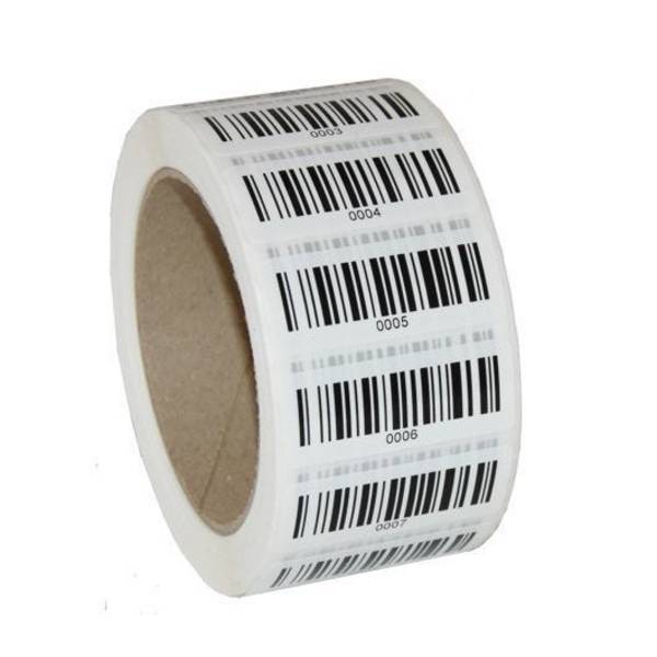Barcodeetiketten, fortlaufend, Barcode 0001-1000, PE-Folie, 50 x 20 mm
