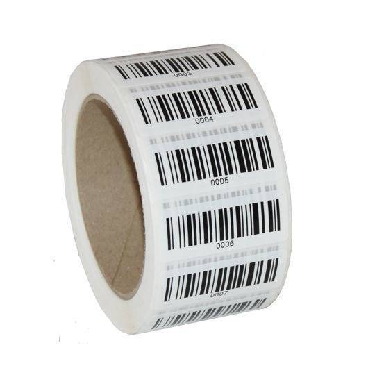 Barcodeetiketten, fortlaufend, Barcode 0001-1000, PE-Folie, 50 x 20 mm-0