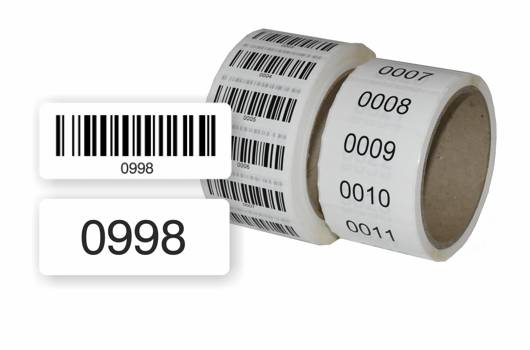Barcodeetiketten, fortlaufend, Barcode 0001-1000, PE-Folie, 50 x 20 mm-1