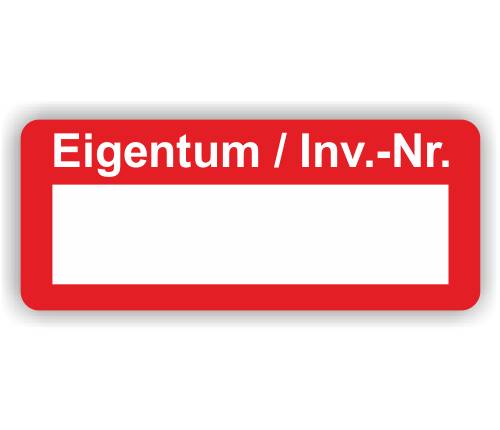 Inventar-Etikett mit anhängendem Laminat, rot "Eigentum / Inv.-Nr." - zum Selbstbeschriften-0