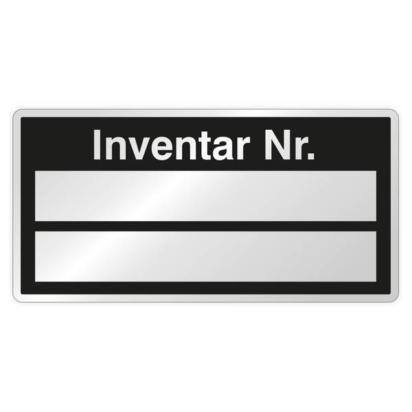 Inventaretiketten mit "Inventar Nr.", 60 x 30 mm, Aluminiumfolie, 2 Beschriftungsfelder