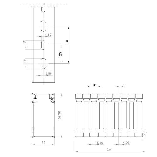 Unex Verdrahtungskanal lgr RAL7035 60x30 60.30.88-1