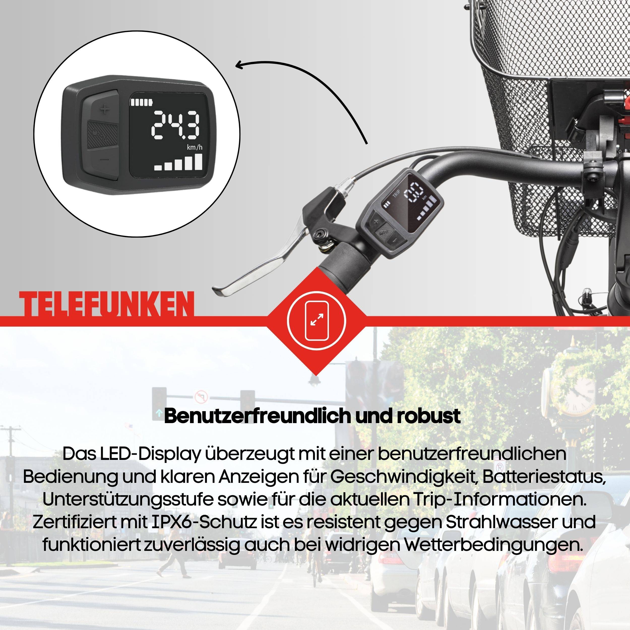 Telefunken E-Bike RC830 28 Zoll mit 3-Gang Shimano Nabenschaltung / Frontmotor 250W / Sitzrohrakku 531,3 Wh / anthrazit-4