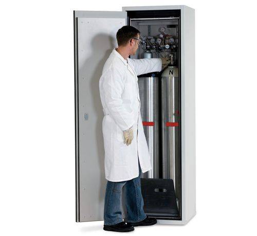 asecos Gasflaschenschrank feuerbeständig G90, 2 x 50 l Flaschen, B 600 mm, Tür links, grau-2