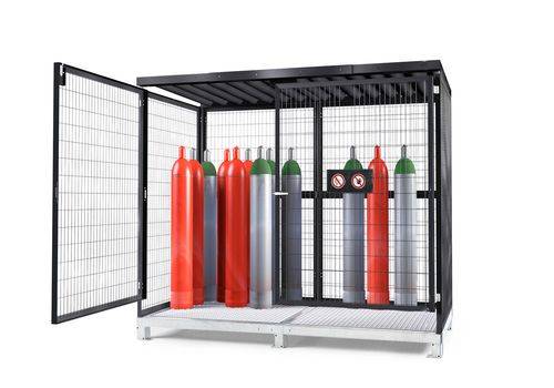 Gasflaschenlager GSN 2.28, grau, mit Bodengruppe-1