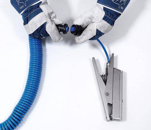 Austausch-Spiralkabel 5 m, für Erdungssysteme mit Überwachung, 2-adrig, blau, 2 x Schnellkupplung-2