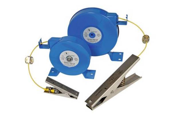 Entladungsrolle mit Edelstahl-Erdungszange Heavy Duty 235 mm, 15,2 m Auszugslänge, ATEX
