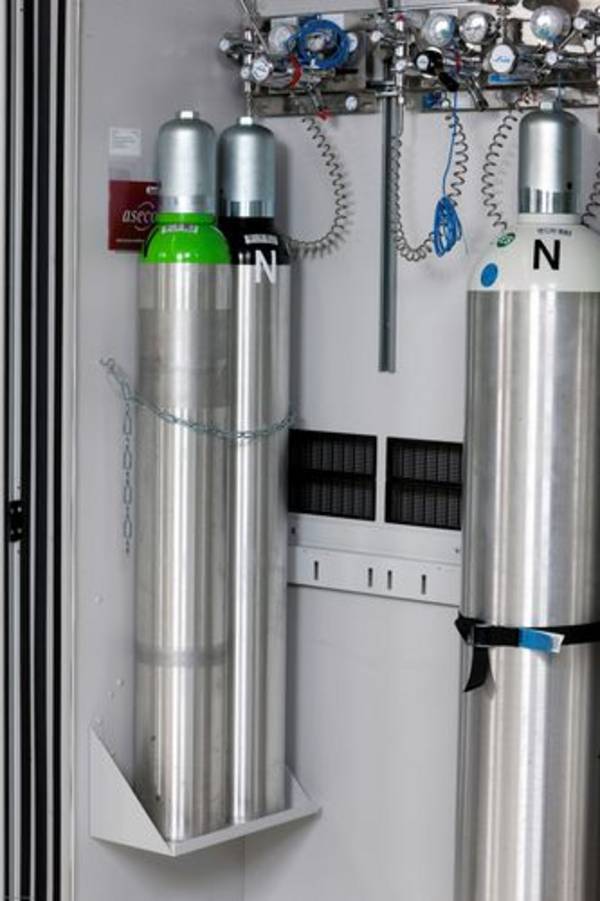Flaschenhalter, für 2 x 10 l Gasflaschen, für asecos Gasflaschenschränke G30/G90, höhenverstellbar