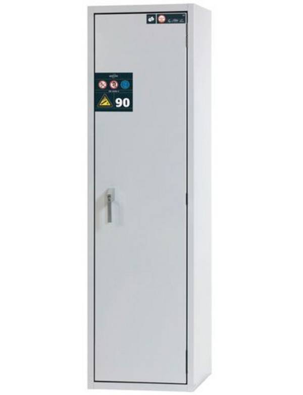 asecos Gasflaschenschrank feuerbeständig G90, 2 x 50 l Flaschen, B 600 mm, Tür rechts, grau